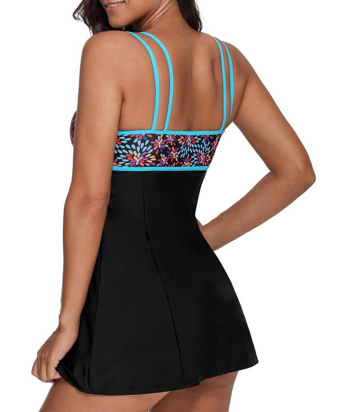 Padded Double Strap Printed Swimdress and Panty